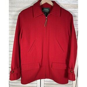 Lauren Ralph Lauren Women's S Full Zip Red Wool Jacket Plaid Lining